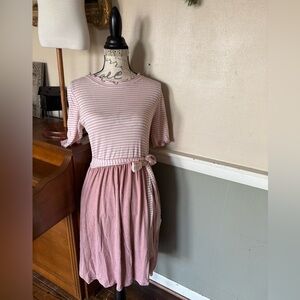 Reborn J Pink Midi Sundress with Flutter Sleeves